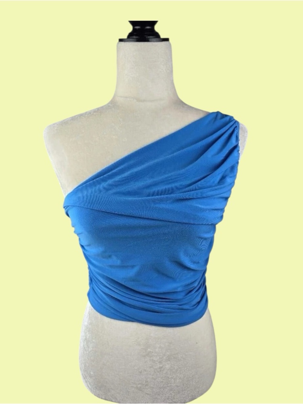 Express Bright Blue One-Shoulder Ruched Women’s Crop Top Going Out / Clubbing